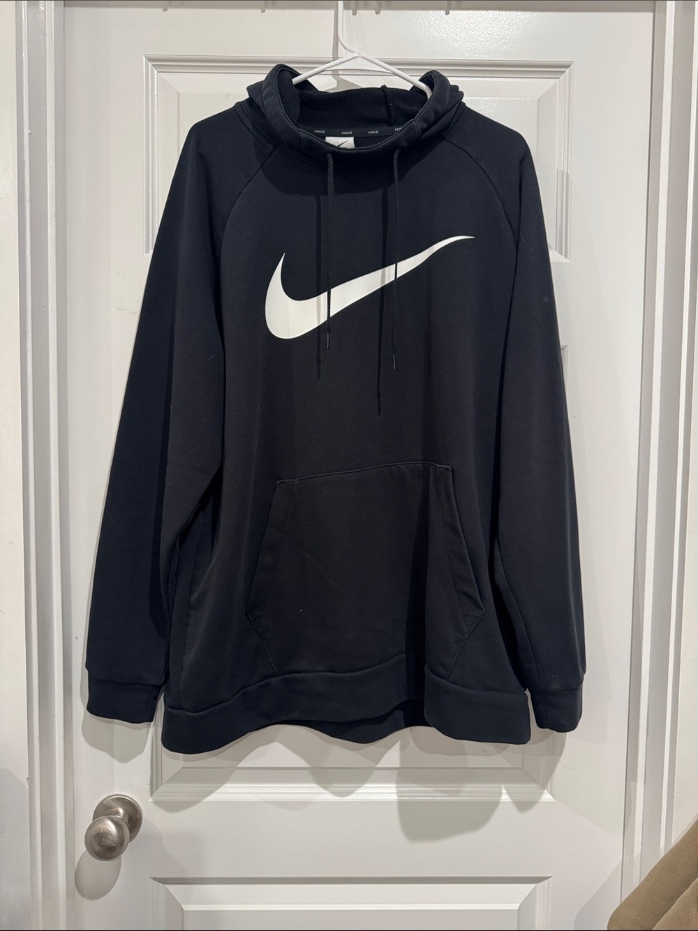 Nike Dri-Fit Black Pullover Hoodie with White Swoosh